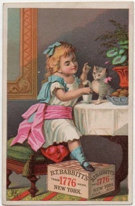 Victorian Trade Card Babbit's Soap Little Girl with Kitten - Picture 1 of 2