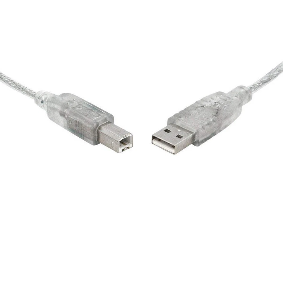 USB 2.0 Certified Cable A-B Transparent Metal Sheath UL Approved - image 1 of 1