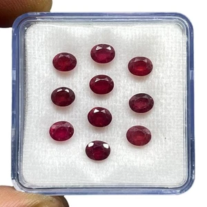 10 Pcs Natural Ruby Mozambique 5x4mm Oval Cut Rich Red Loose Gemstones Lot - Picture 1 of 10