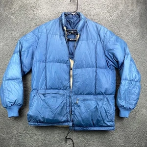 Vintage Eddie Bauer Down Puffer Jacket Blue Quilted Insulated Winter Coat - Picture 1 of 7