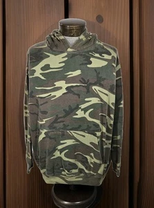 Code V Camo Hoodie Mens XL Green Pullover Pockets Long Sleeve Missing Drawstring - Picture 1 of 11
