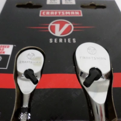 NEW Craftsman V-Series 1/4" 3/8" Comfort-Grip Ratchets + Sockets: 11pc 6pt 3/8" - Image 1 of 4