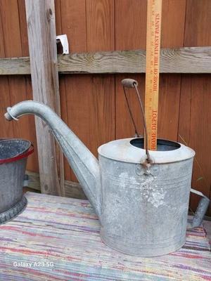 vintage antique galvanized watering can - Image 1 of 4