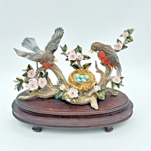 Rotkehlchen mit Nest und Eiern Skulptur Figur von Goto Original Japan Vintage - Bild 1 von 6