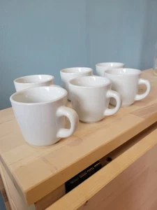 Williams Sonoma Everyday Collection White Flat Cup Coffee Mug Bundle (6) - Picture 1 of 4