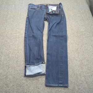 Express Jeans Mens 32x32 Blue Selvedge Limited Edition Button Fly - Picture 1 of 17
