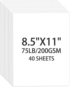 Weißer Karton 8,5 x 11, 40 Blatt Karton, 75 Pfund/200 g/m² Kopierpapier, Cardsto - Bild 1 von 7