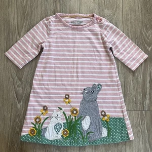 Mini Boden Pink and White Stripes Bunny Rabbit Dress Size 3-4 - Picture 1 of 7