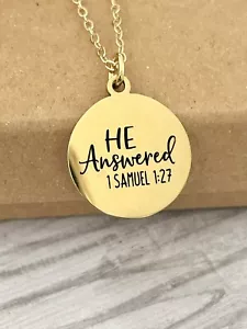 Er antwortete 1 Samuel 1:27 Bibelvers Halskette, christliche Geschenke Schmuck - Bild 1 von 8