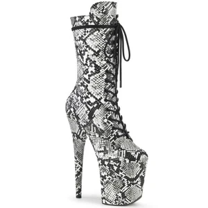 Pleaser Flamingo-1050 8" Exotic Dancer Snake Print Lace Up Platform Boots US12 - Bild 1 von 2