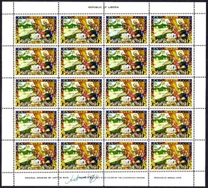 Liberia 1949 1c stamp full sheet signed by ARTHUR SZYK, designer, Judaica, MNH - Picture 1 of 1