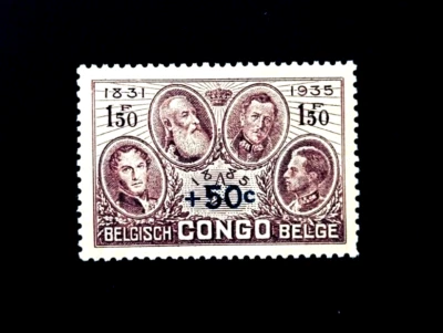 Sello CONGO BELGA - 1936 King Albert Benefit Sobreimpresión Semi Postal MH r34 Foto 1 de 2