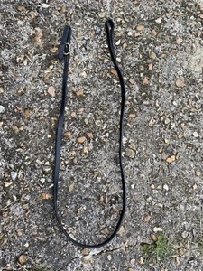 Black English Leather Thin In Hand Lead Showing Brass Buckle Shetland Or Pony - Picture 1 of 13