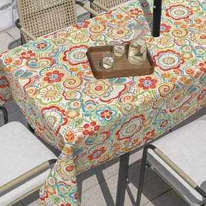 Outdoor Rectangle Tablecloth 60 84 Inch Water Repellent Picnic Table Cover - Picture 1 of 6