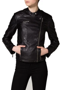 Stylish Women Soft Original Leather Jacket Motorcycle Slim fit Biker Jacket EL25 - Picture 1 of 6