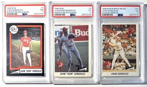 1989-1990 BYN Liga Puertorriqueña Juan González #9/8/52 - Juego completo de 3 - PSA - Imagen 1 de 7