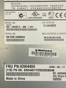 CISCO CATALYST WS-CBS3012-IBM-I SWITCH FOR IBM BLADECENTER FRU: 43W4404 - Picture 1 of 3