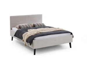 Polsterbett 140 x 200 Bettgestell Bett Doppelbett Kopfteil Beige Made in Germany - Bild 1 von 29