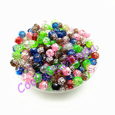200Pcs 6mm Mixed Color Acrylic Rose Flower Spacer Loose Beads Jewelry Findings