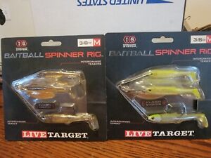 New Lot of (2) LIVE TARGET 3/8  Ounce Bait Ball Spinner Rigs Fishing Lures