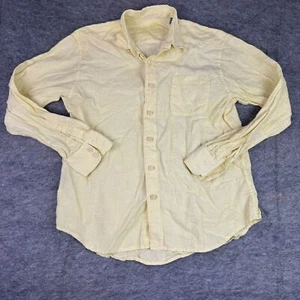 Tommy Bahama Shirt 100% Linen Long Sleeve Button Front Relax Logo Yellow Sz L - Picture 1 of 12