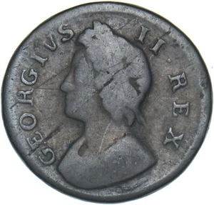 1739 Farthing - George II British Copper Coin - Picture 1 of 2