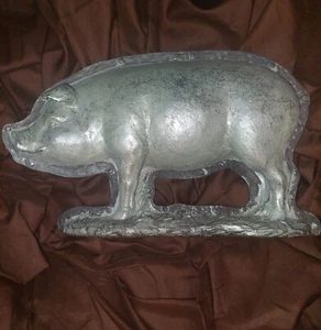 Farmhouse Bakery Style PIG Chocolate MOLD, 14.5" X 9" 3D SHABBY chic, Silver   - Picture 1 of 6