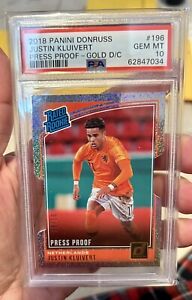 /10 PSA 10 Justin Kluivert RC Donruss 196 Rated Rookie Die-Cut Gold Prizm