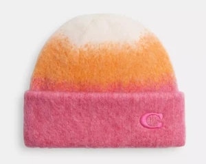 Gorro Coach para mujer rosa multi suave mezcla de lana merino ombre (CU822) - NUEVO CON ETIQUETAS - Imagen 1 de 4
