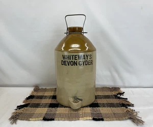 VINTAGE WHITEWAY'S DEVON CYDER 2 GALLON STONEWARE CROCK JUG DISPENSER - Picture 1 of 17