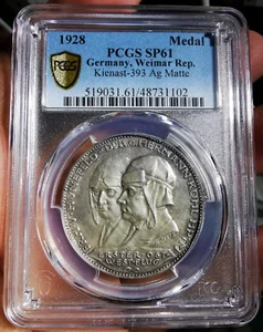 PCGS SP61 Germany 1928 East-West Ozeanflug Der Bremen Karl Goetz Silver Medal - Picture 1 of 4