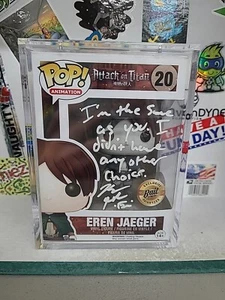 Funko PoP! Eren Jaeger #20 (Bait Exc) Signed Bryce Papenbrook W/Acrylic JSA - Picture 1 of 20
