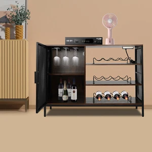 41.7*30.7in Rustic Brown Industrial Wine Bar Coffee Bar Cabinet w/Power Outlet - Picture 1 of 17