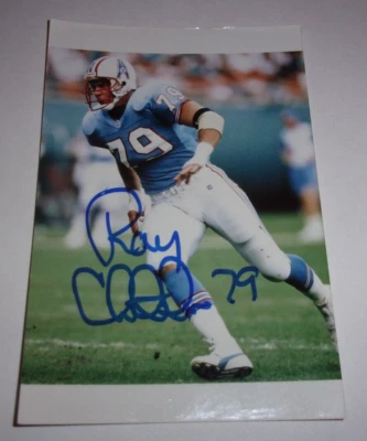 Ray Childress # 79 ~ Houston Oilers ~ Imagen Autografiada 4x6 ~ Engrasadores, Vaqueros Foto 1 de 3
