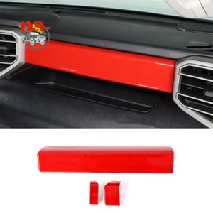 Red ABS Interior Center Dashboard Panel Trim Kit For Toyot@ Tundr@ Sequoi@ 22-23 - Picture 1 of 12