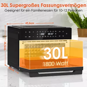 30L Heißluftfritteuse Minibackofen Umluft Mini Backofen Airfryer Oven ohne Öl - Bild 1 von 10