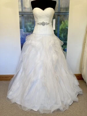 26 🔴 Gia by Hollywood Dreams  |  Size 12  |  Ivory Tulle Wedding Dress + Sash - Image 1 of 4