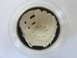2014 BASEBALL HALL OF FAME PROOF COMMEM 90% SILVER DOLLAR W/BOX & COA - Picture 1 of 6