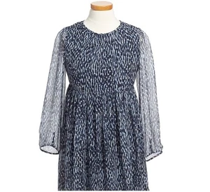 NEW $350 Burberry Girls Navy Blue Silk Dress, Size 6Y/116cm - Picture 1 of 8