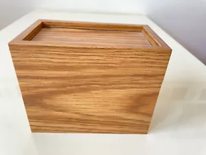 Wooden Box Recipe Index Card File Brown Grain Hinged Vintage - Picture 1 of 6