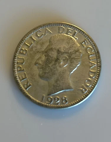 Ecuador Dos Sucres 1928 Silver  Phil-USA XF Cover