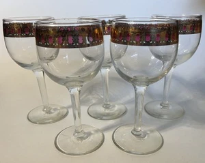 5 copas de vino vintage Culver Valencia oro 22k y arándano rollo vajilla rara - Imagen 1 de 19