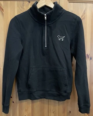 Victoria's Secret ROSA 1/4 Cremallera Manga Larga Negro Sudadera Mujer Pequeña Foto 1 de 4