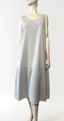 EILEEN FISHER Ripple Midi Dress Sz S Organic Cotton White/Black NWT $188 - Image 1 of 4