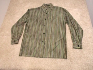 Vintage Creme de Seide mehrfarbig Mesh Langarm Knopfleiste Hemd Herren Large - Bild 1 von 13
