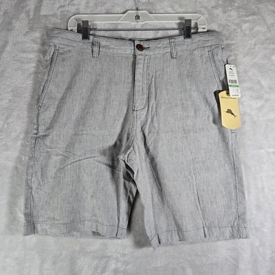 Tommy Bahama Stripe City Shorts Mens Size 34 Carbon Grey Linen Cotton 10” NWT - Image 1 of 4