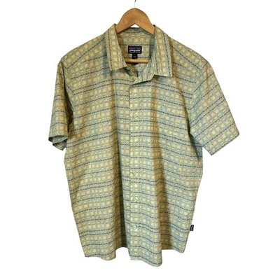 Patagonia Go-To SS Shirt Mens L Green Yellow Gorpcore Button Organic Hiking - Image 1 of 4