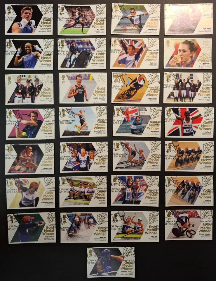 GB 2012 sg3342-70 Ganadores Medalla de Oro Londres Olímpico Conjunto De 29 Usado En Pieza B442 Foto 1 de 1
