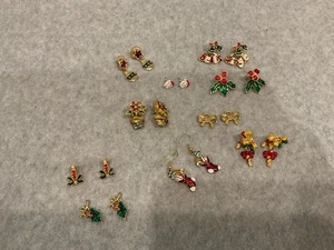 Vintage Lot Of Christmas Earrings Jewelry  - Picture 1 of 8