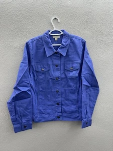 Appleseeds Womens Jean Jacket Size XL Island Peri Blue Button Up Denim - Picture 1 of 10